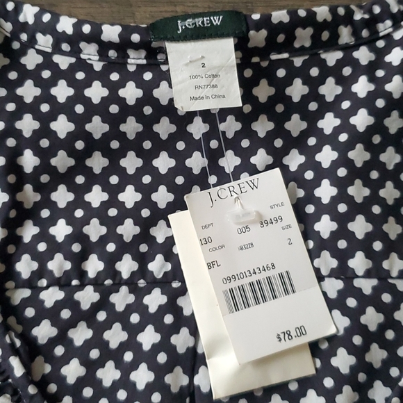 J. Crew Geometric Ruffle Trim Scoop Neck Blouse - Picture 4 of 7